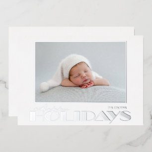 Aluminium Carte de vœux de fêtes joyeuses en photo avec feui