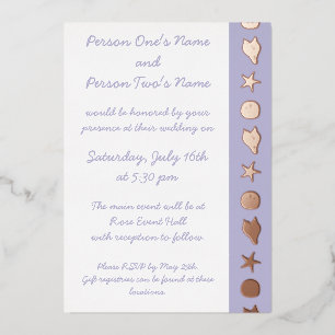 Aluminium Coquillages d'été en Lavender Foil Invitation