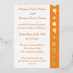 Aluminium Coquillages d'été en Orange Foil Invitation