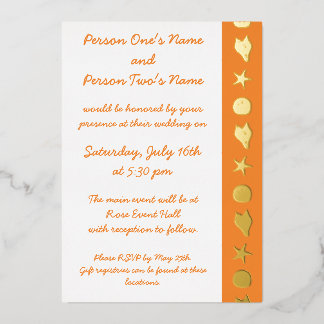 Aluminium Coquillages d'été en Orange Foil Invitation