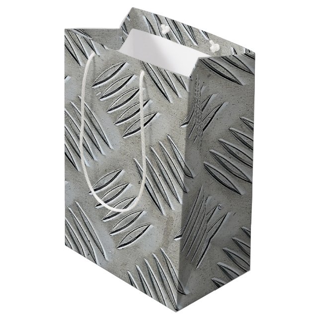 Aluminium-Diamantmuster Mittlere Geschenktüte (Rückseite Schrägansicht)