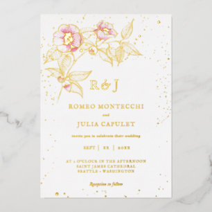 Aluminium Élégante invitation de mariage en feuille d'or ros