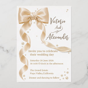 Aluminium Faire invitation de mariage en satin et feuille d'