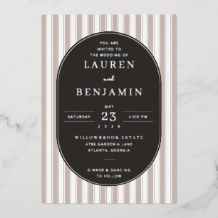 Aluminium Faire invitation de mariage rayée en marine élégan