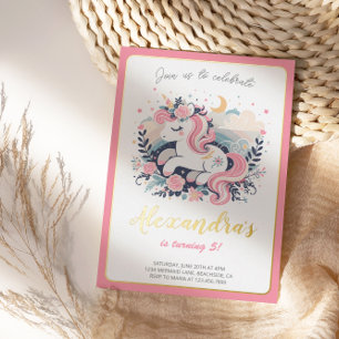 Aluminium Fille Licorne Invitation Anniversaire Magique en P