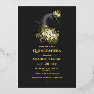 Aluminium Invitation à l'huile de quinceañera en cygne noir 