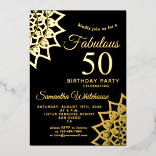 Aluminium Invitation anniversaire 50 ans en or noir fabuleus