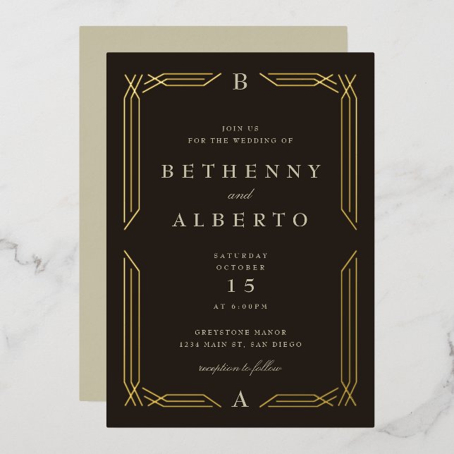 Aluminium Invitation classique Mariage byzantin en or (Recto/Verso)