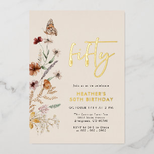 Aluminium Invitation d'anniversaire cinquante ans en feuille