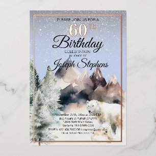 Aluminium Invitation d'anniversaire en aquarelle avec feuill