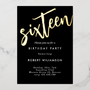 Aluminium Invitation d'anniversaire seize ans en or