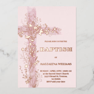 Aluminium invitation de baptême en feuille d'aluminium rose 