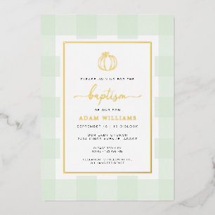 Aluminium Invitation de baptême en papier gaufré vert avec c