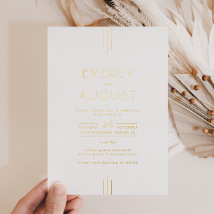 Aluminium Invitation de mariage Art Déco simple en feuille d
