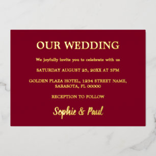 Aluminium Invitation de mariage classique en burgundy avec f