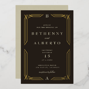 Aluminium Invitation de mariage classique en feuille d'or by