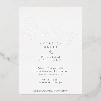 ALUMINIUM INVITATION DE MARIAGE ÉLÉGANT EN ÉCRITURE ARGENTÉE