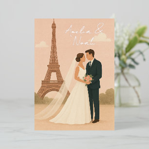 Aluminium Invitation de mariage élégante à Paris en feuille