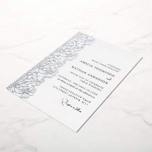 Aluminium Invitation de mariage élégante en feuille d'argent