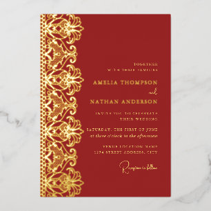 Aluminium Invitation de mariage élégante en or rouge avec de