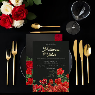 Aluminium Invitation de mariage élégante en rose et feuille