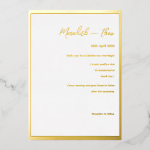 Aluminium Invitation de mariage élégante minimale en feuille