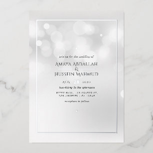 Aluminium Invitation de mariage en feuille d'argent Bokeh