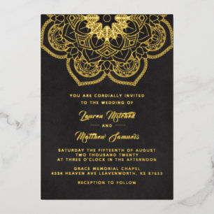 Aluminium Invitation de mariage en feuille d'or Mandala