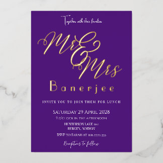 Aluminium Invitation de mariage en feuille d'or Royal Purple