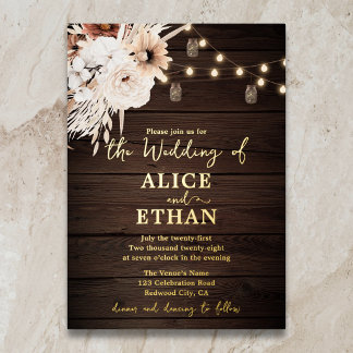 Aluminium Invitation de mariage en papier métallisé floral B