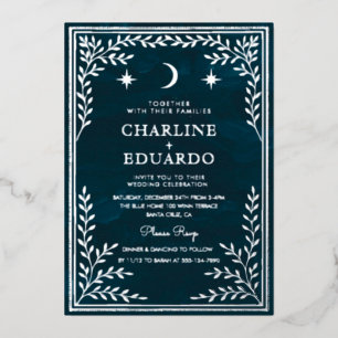 Aluminium Invitation de mariage gothique en feuille d'argent