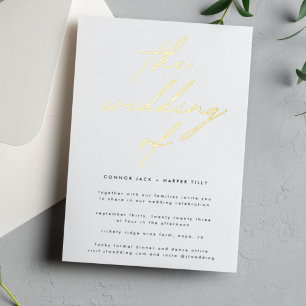 Aluminium Invitation de mariage moderne en feuille d'or véri