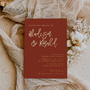 Aluminium invitation de mariage moderne en terracotta et feu
