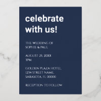 Invitation de mariage simple en bleu marine avec f