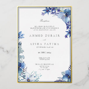 Aluminium Invitation de réception avec bordure en feuille d'