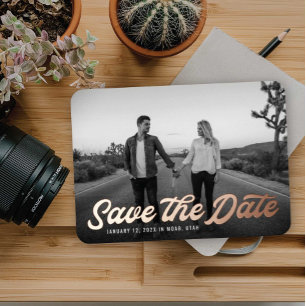 Aluminium Invitation de sauvegarde de date de rétro en feuil