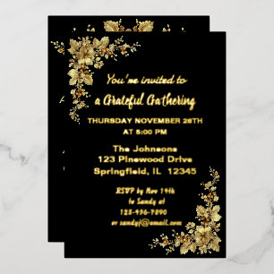 Aluminium Invitation élégante en feuille d'or pour Thanksgiv