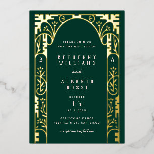 Aluminium Invitation en feuille d'aluminium Art Nouveau vert