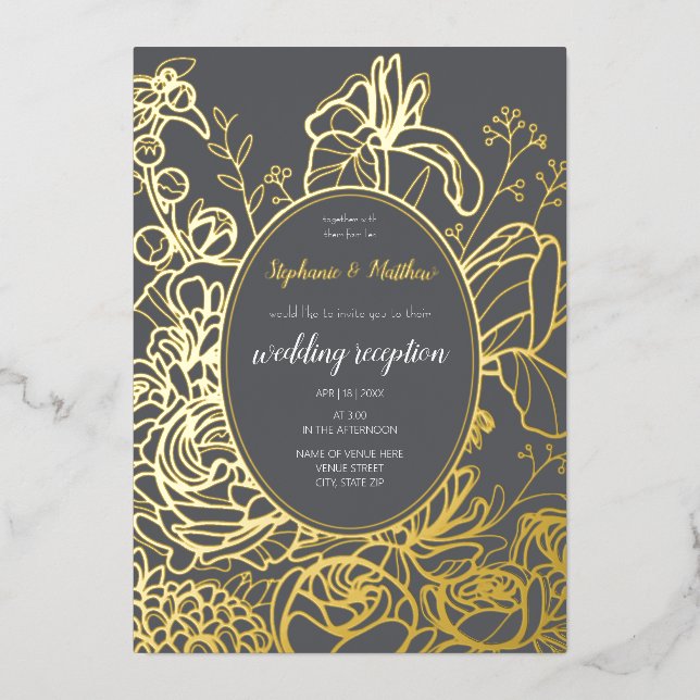 Aluminium Invitation en feuille d'aluminium florale (Recto)