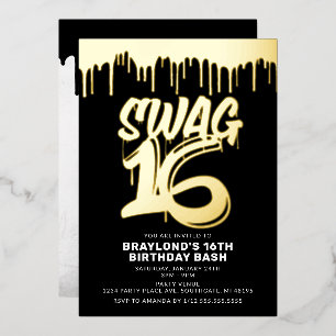 Aluminium Invitation en feuille d'aluminium pour 16 ans avec