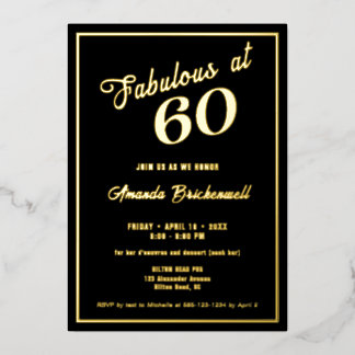 Aluminium Invitation en feuille d'aluminium pour les 60 ans