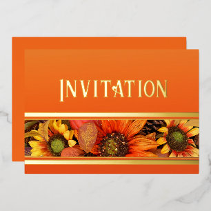 Aluminium Invitation en feuille d'or avec tournesols d'autom