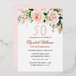 Aluminium Invitation en feuille d'or rose pour 50e anniversa