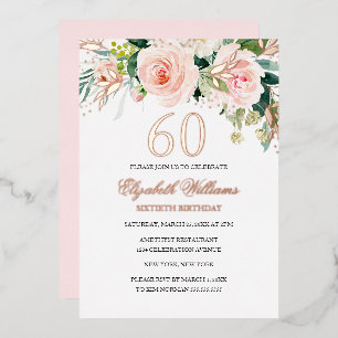 Aluminium Invitation en feuille d'or rose pour 60ème anniver