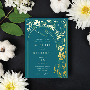 Aluminium Invitation en feuille métallisée Art Nouveau en fo
