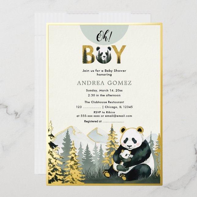 Aluminium Invitation en feuille métallisée Panda Hug (Enveloppe)