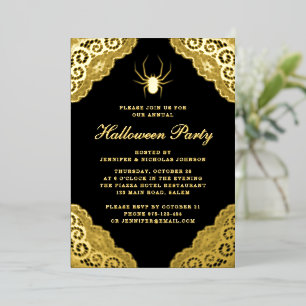 Aluminium Invitation en noir gothique damassé avec feuille d