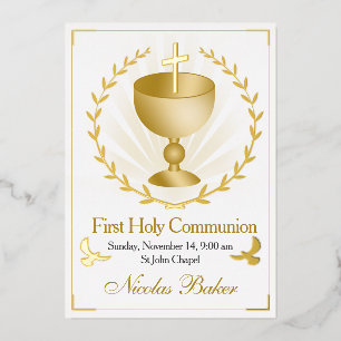 Aluminium Invitation Première Communion Calice en feuille d'