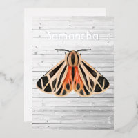 Invitation rustique en papier alu motif papillon d