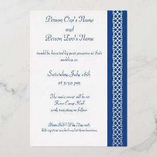 Aluminium Invitation Tissu Celtique Cœurs en Feuille Bleue